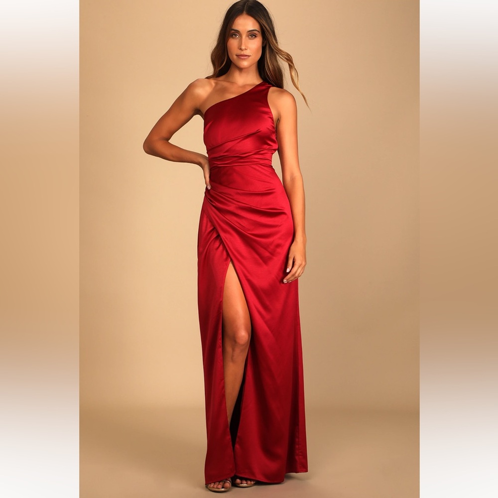 Red One Shoulder Maxi Dress